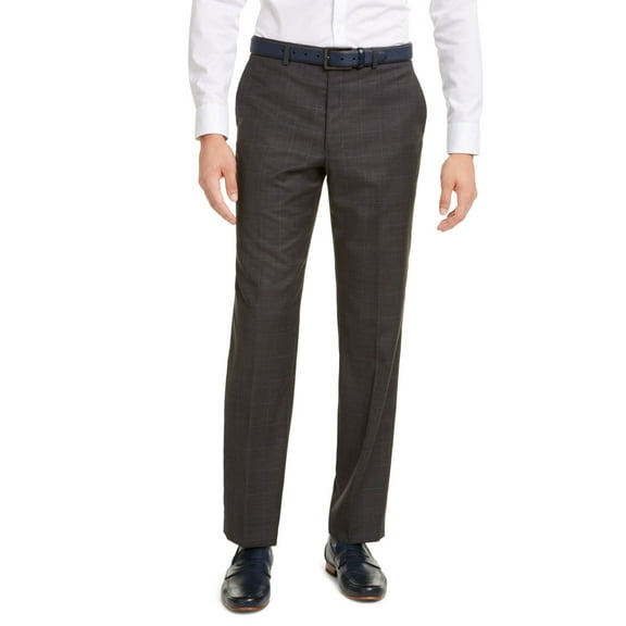 Michael Kors Men's Classic-Fit Airsoft Stretch Gray/Blue Windowpane Suit Pants Gray Size 38X32