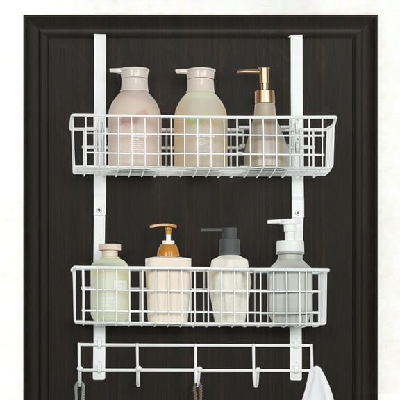 2-Tier Over-the-Door Hanging Basket - White