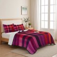 thumbnail image 5 of King Quilt Set 96''x106'', Red Purple Lightweight Bedspread Coverlet Set with 2 Pillow Shams, Modern Striped Plaid Abstract Oil Painted Breathable All Season Quilt Bedding for Bedroom/Guest Room, 5 of 9