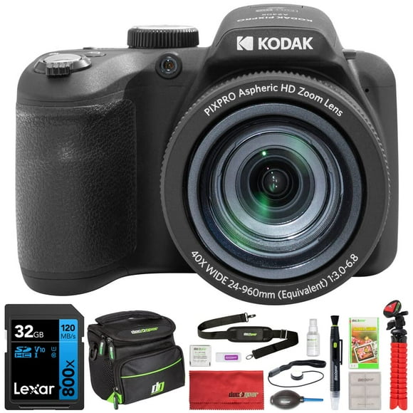Kodak AZ405BK PIXPRO Astro Zoom 20MP Digital Camera 40X Optical Zoom 24mm Bundle with Lexar 32GB UHS-I SDHC Memory Card and Deco Gear Camera Bag Lens Blower Lens Pen 12inch Tripod & More