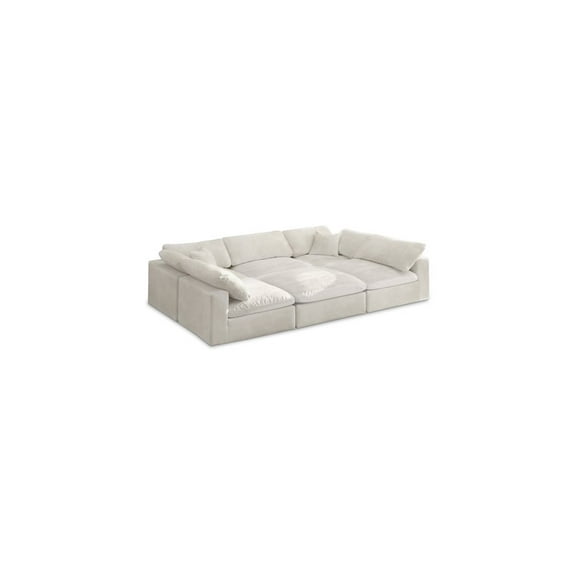Meridian Furniture Cozy Cream Velvet Modular Sectional