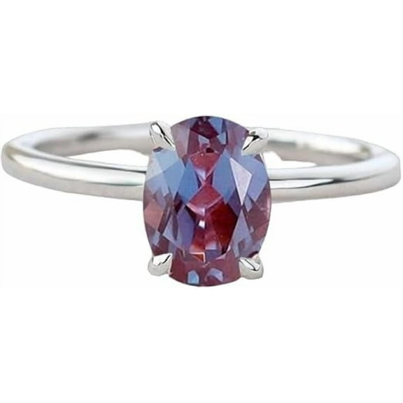 AAA Alexandrite Gemstone Ring, Natural Purple Alexandrite Ring, June Birthstone, Solitaire Ring, Womens Ring, Gold Micron Ring, 925 Sterling Silver, Minimal Stackable Ring, Christmas, Statement Ring