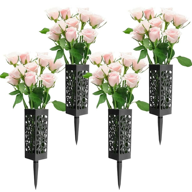 4 Pack Plastic Grave Vase Cemetery Vases Headstone Gravestone Flower
