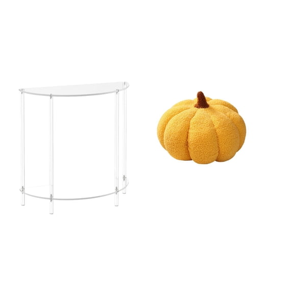 Luzkey Table d'Appoint en Acrylique Citrouille avec Coussin en Peluche pour Petit Espace Salle de Bain Salon Chambre Décoration Maison Coussin en Peluche