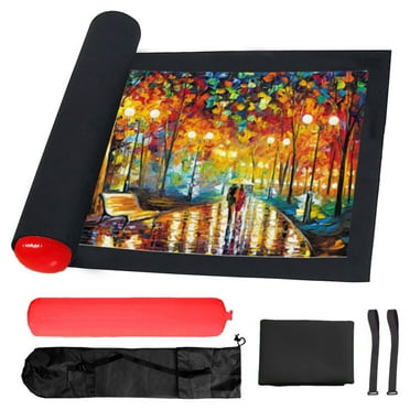 Jigsaw Puzzle Roll Up Mat Puzzle Saver Black Felt Mat with Storage Bag Portable for 300 to 1000 Pieces Puzzle
