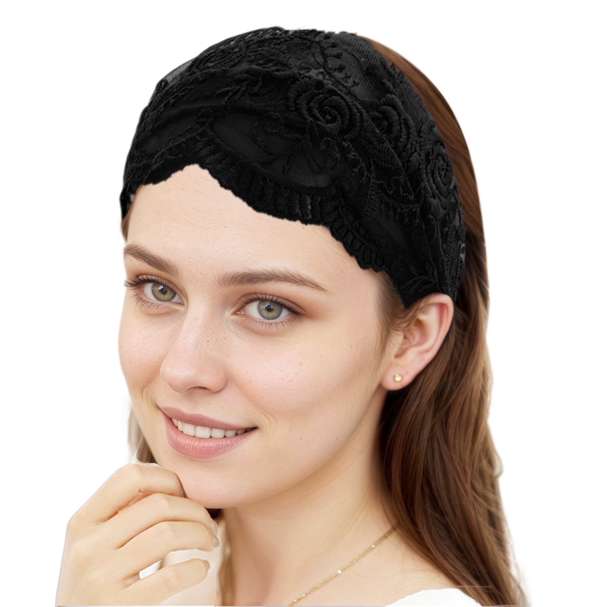 Unique Bargains Rose Lace Headband 1 Pc Black
