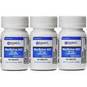 Meclizine 25 mg Generic Bonine Motion Sickness 100 Chew Tablets PACK of 3
