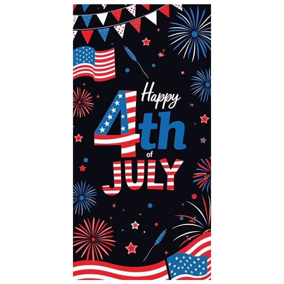 Patriotic Design Happy 4th of July Banner Firework Decoration Flag Theme Celebration for Independence Day Party Outdoor Event Holiday Display