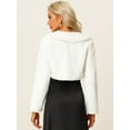 thumbnail image 4 of DARING DIVA Women's Faux Fur Shrug Bow Tie Front Fluffy Cropped Jacket L White, 4 of 6