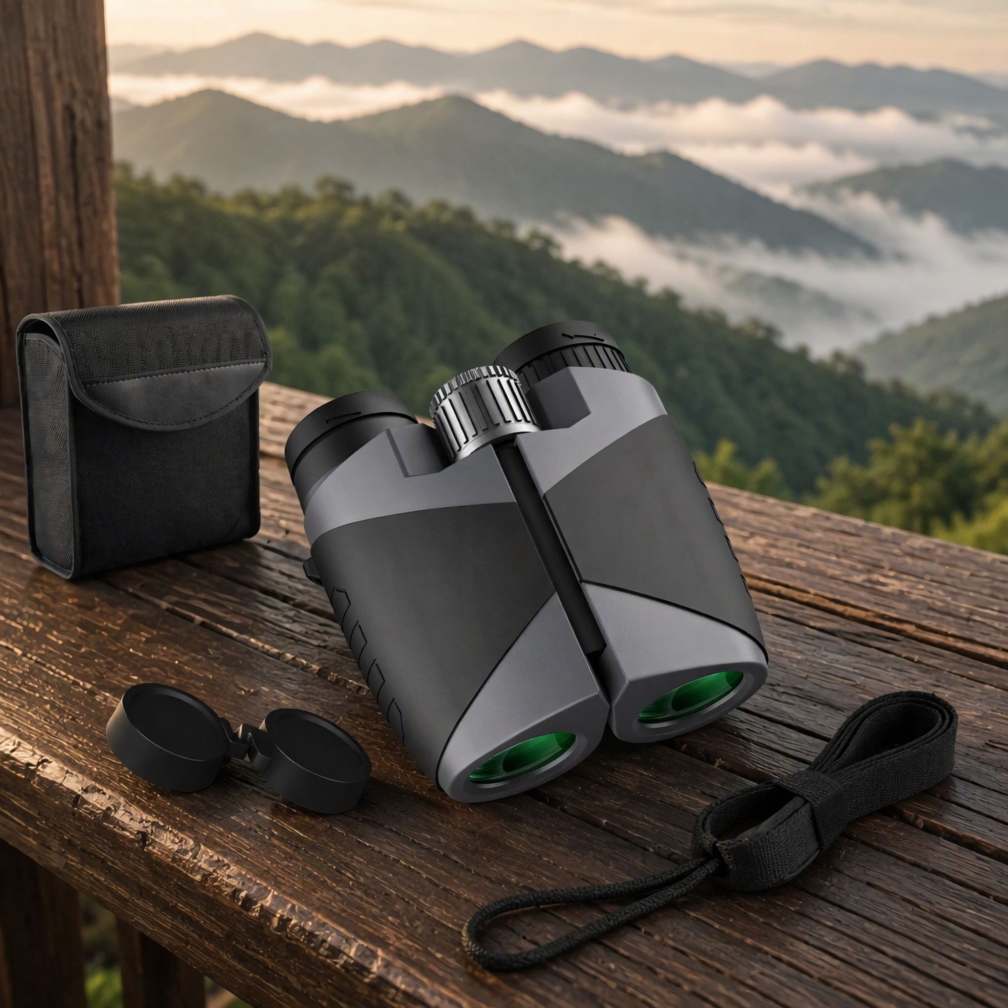 1 Pair 15x30 Binoculars for Adults and 30mm Objective Lens Wide Field of View Watching Hunting Travel Includes Case Strap and Cleaning Cloth Black