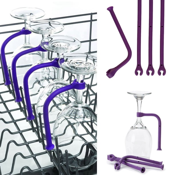 Nomeni Porte-Verres à Vin Support de Verre Vaisselle Plus Sûr 4 Pcs Silicone Vin Réglable Lave-Vaisselle Porte-Verres à Vin