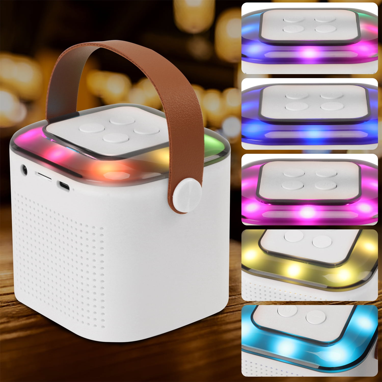 Karaoke Machine, Mini Portable Bluetooth Karaoke Singing Speaker for Adults Kids, with 2 Wireless Mics and Lights, Ideal Gifts for Girls Boys