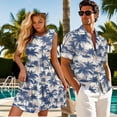 thumbnail image 3 of Yuyamidu Couple Matching Outfits Palm Tree Dress for Women Tank Dresses Mens Hawaiian Shirt Tiered A Line Summer Dress Matching Beach Outfits for Couples 5XL, 3 of 6