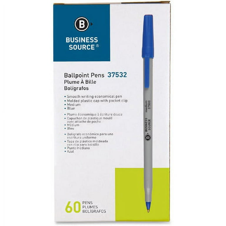 Business Source Bulk Pack Ballpoint Stick Pens - Medium Pen Point - Black - Tungsten Carbide Tip - 60 / Box Business Source Bulk Pack Ballpoint Stick Pens - Medium Pen Point - Black - Tungsten Carbide Tip - 60 / Box