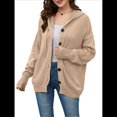 thumbnail image 2 of Cárdigan Informal con Cuello en V y Botones para Mujer, Sudadera con Capucha y Larga Caqui XL, 2 of 8