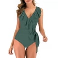 thumbnail image 1 of Gibobby Traje de baño completo mujer Traje de baño sólido hasta vendaje traje de baño ropa de playa Pad mujeres Push Bikini trajes de baño de una pieza(Verde,M), 1 of 4