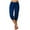 Dark Blue, variant on Womens Summer Capri Pants Elastic Waist Drawstring Sweatpants Joggers Yoga Pants Casual Solid Color Beach Pants