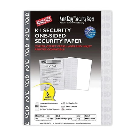 Blanks USA Kan't Kopy 8.5" x 11" Security Paper 60 lbs. Gray 500 Sheets/Ream (KK15A1VGYNB)