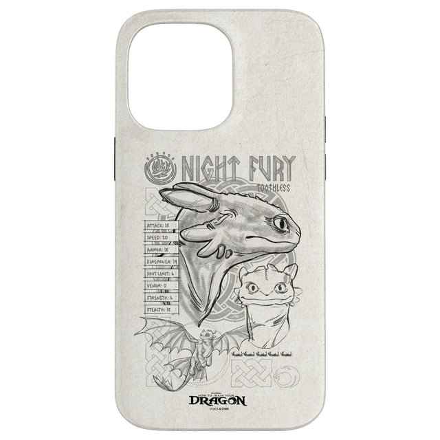 Funda para teléfono DreamWorks Dragons Night Fury Sketch Toothless iPhone 14 Pro Max