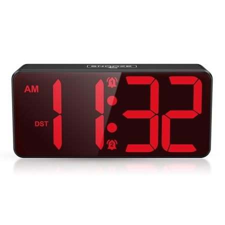 Battery Operated Digital Clock, Dual Alarm Clock for Bedroom with Touch Snooze, DST, 3 Levels Adjustable Brightness & Volume, Night Mode, Suitable Seniors, Kids, Teens