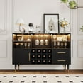 thumbnail image 2 of Bar Cabinet with LED Lights & Charging Station, 47 Inch Kitchen Buffet Sideboard with Storage Drawers, Wine Rack & Doors, Modern Liquor Cabinet for Living Room, Dining Room, Home, 2 of 6