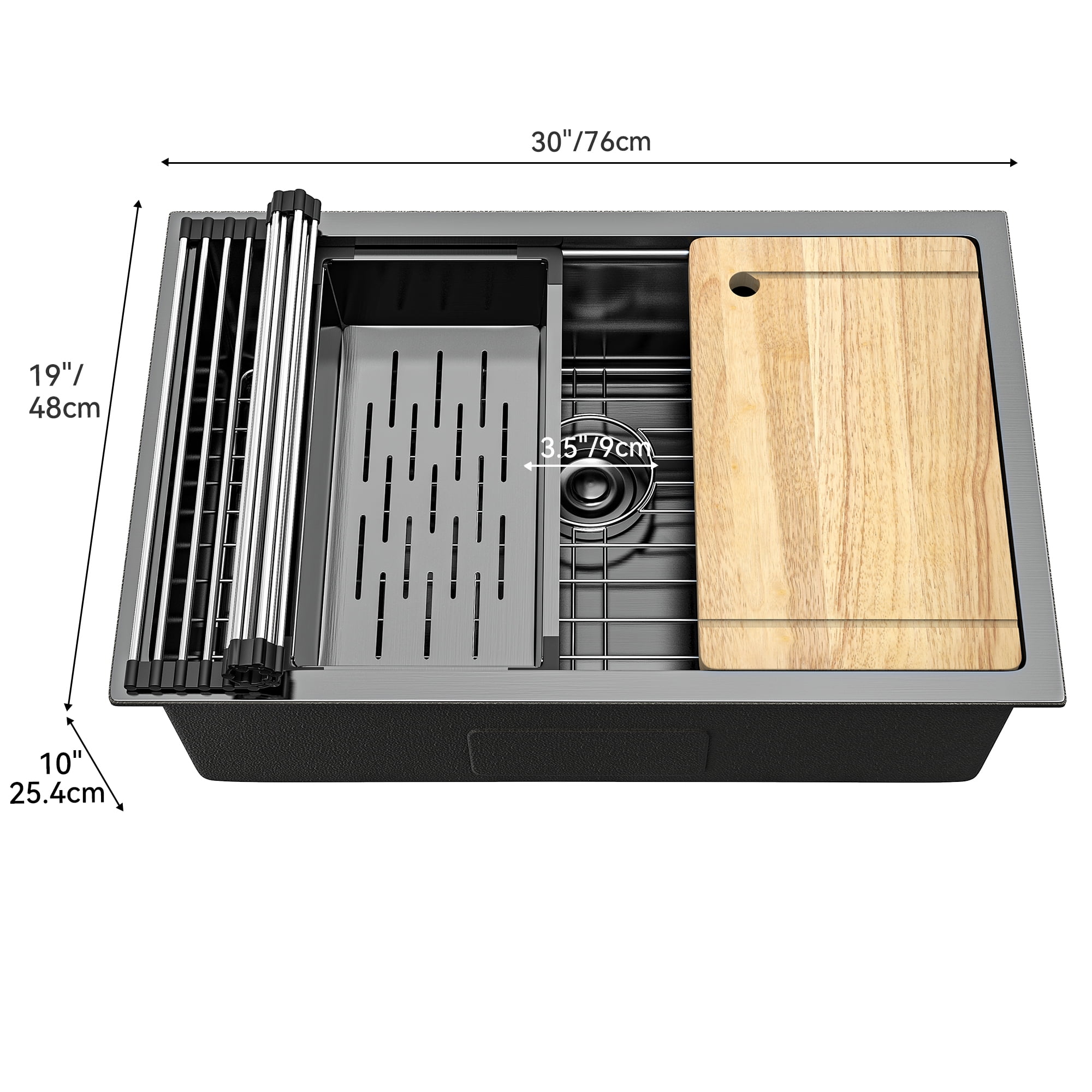 Uforic 16 Gauge Kitchen Sink Drip-in Stainless Steel Sink, with Built-in Ledge & Accessories, Heavy-Duty for Workstation, RV, Prep Kitchen, or Bar