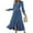 Blue, variant on Womens Boho Cocktail Maxi Dress Fall Fashion V Neck Long Sleeve Swiss Dot Flowy Slit Wedding Guest Dresses