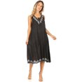 thumbnail image 5 of Sakkas Ilaria Women's Midi Sleeveless Casual Loose Flare Print Dress Caftan Pocket - TD42-803-Black - One Size, 5 of 5