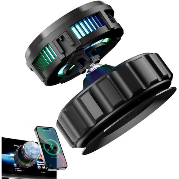 Vacuum Suction Magnetic Phone Holder Mount with Cooler, 360° Adjustable for Cars/Smooth Surfaces (Black)