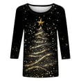 thumbnail image 4 of Womens Christmas Outfit Glitter Snowflake Shirt Womens Tops 3/4 Sleeve Round Neck Casual T Shirt Dressy Trendy Tops, 4 of 4