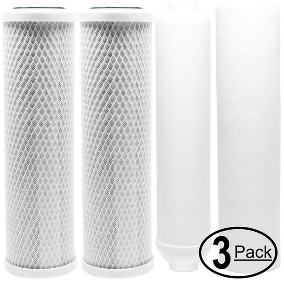 3-Pack Replacement for Filter Kit for Vitapur VRO-5WP RO System - Includes Carbon Block Filters, PP Sediment Filter & Inline Filter Cartridge - Denali Pure Brand