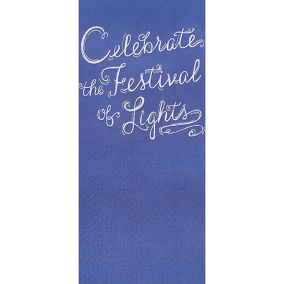 Designer Greetings Celebrate the Festival of Lights on Blue Package of 8 Money Holder / Gift Card Holder Hanukkah Cards