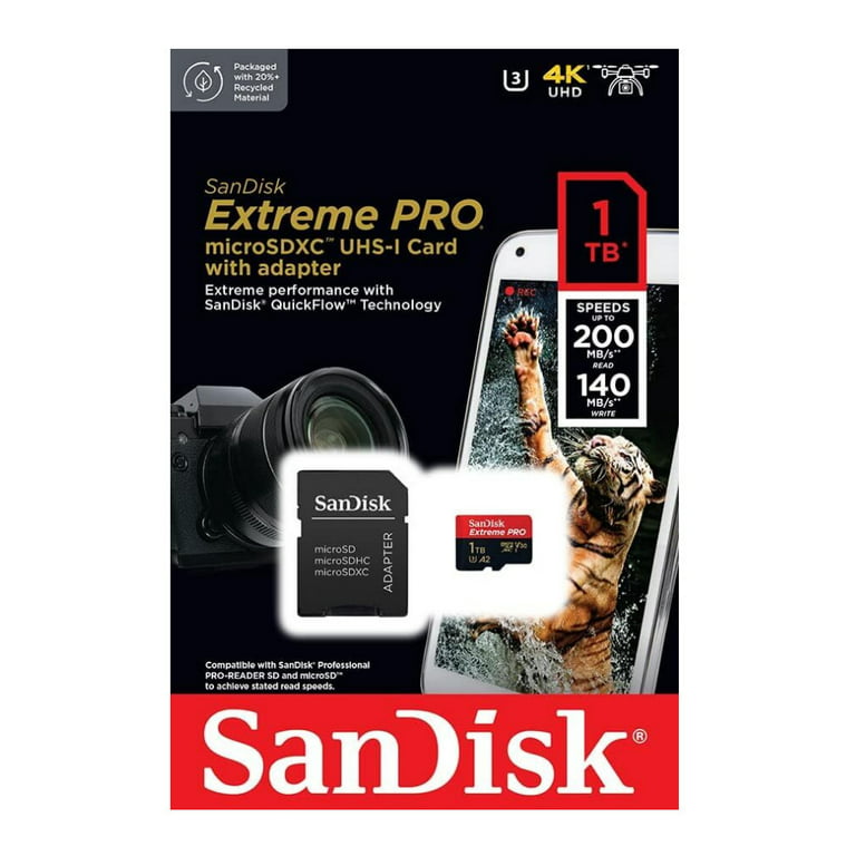 SanDisk Micro SD Card Extreme Pro microSDXC Card UHS-I 1TB 512G 256G 128G  64G U3 V30 4K Memory Card Adapter for Camera DJI GoPro