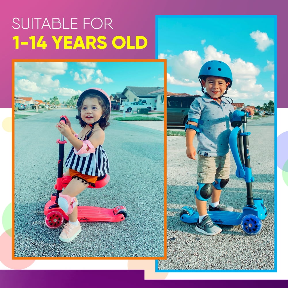 Hurtle Scoot Kid 3-Wheel Kids Scooter - Child & Toddler Toy Scooter with Built-in LED Wheel Lights