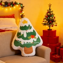 Christmas Tree Plush Pillow Soft Polyester Decorative Throw, Festive Holiday Cushion for Sofa Bed Decor and Seasonal Gift Giving(B)