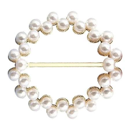 

Ladies Fashion Round Vintage Scarf and Shirt with Pearl Corner Knot