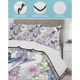thumbnail image 4 of Quilts Twin Size, Pink Flowers Soft Comforter Bedding Set for Bed, Spring Floral Purple Butterflies Watercolor Lightweight Quilted Bedspread with Pillow Cover(2 Pieces) for All Season, 68x86 Inch, 4 of 6