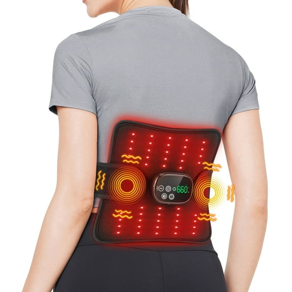 Red Light Therapy, 5000mAh Cordless Portable Red Light Therapy Belt for Body, 660nm 850nm Light Therapy Vibration Wrap for Back Belly Shoulder Joint Muscle Discomfort Relief, Gift for Women Men