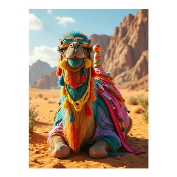 Diamond Art Kit for Adults, Colorful Camel In Desert Oasis Diamond Painting for Adults Beginners, 5D DIY Diamond Art Painting Kits, Colorful Diamond Painting Craft for Home Decor 12x16