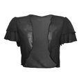 thumbnail image 4 of Garbnen Shrug for Women Chiffon Open Front Cropped Short Sleeve Cardigan Soft Lightweight Casual Sheer Shawl Black XXL, 4 of 8