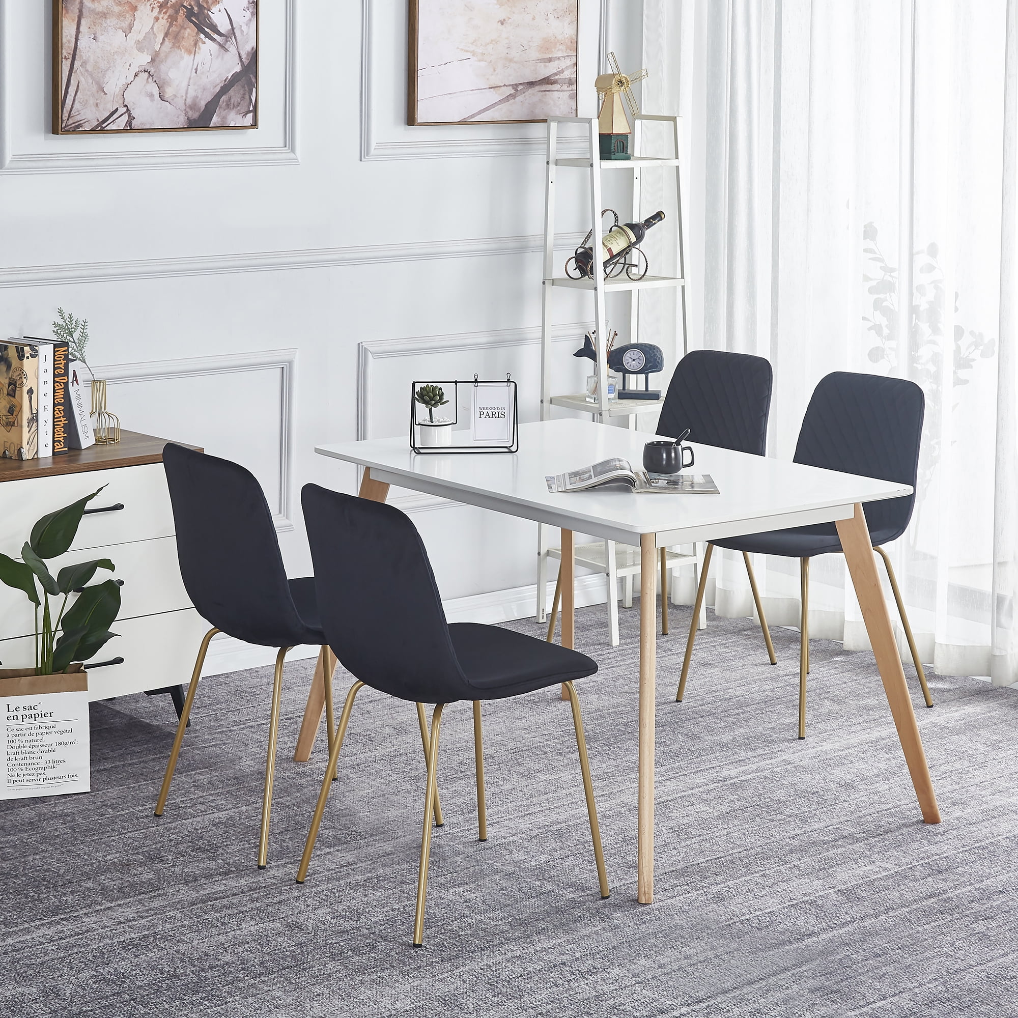 Kepooman 4Pcs Dining Chair, Dining Room Chairs for Offices, Blue Kitchen Chairs Kepooman 4Pcs Dining Chair, Dining Room Chairs for Offices, Blue Kitchen Chairs