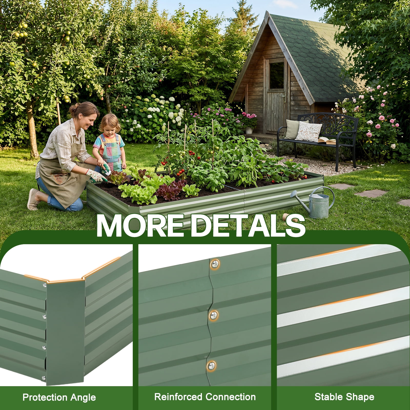 Aoodor Outdoor Metal Raised Garden Bed 4' x 2' x 1' Rust Resistance Planter Box