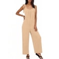 thumbnail image 4 of Sentmoon Womens Jumpsuits Dressy Sleeveless Crew Neck Spring Rompers for Women Solid Color Pleated Regular Fit Overalls for Women Summer for Travel and Holiday S-2XL, 4 of 6