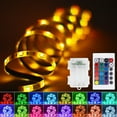 thumbnail image 2 of Gostoto Waterproof Battery Box and Remote Control LED RGB Strip Lights 16 Color Changing Lights Flexible LED Strip Lights for Outdoor Bedroom Desk Home Room TV Camping and DIY Decoration, 2 of 6