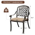 thumbnail image 2 of 4-PCS Cast Aluminum Patio Dining Chairs, All Weather Patio Bistro Dining Chairs Set of 2 with Armrests & Cushion, Stackable Patio Dining Chairs for Garden, Balcony, Deck, Bronze (With Cushion), 2 of 5