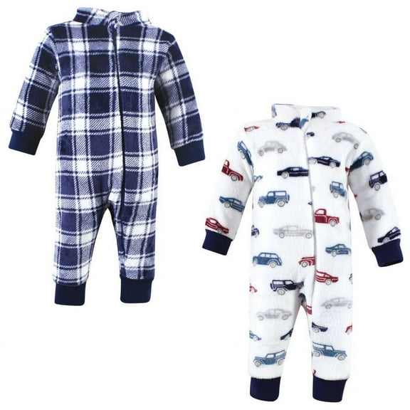 Hudson Baby Infant Boy Plush Jumpsuits, Cars, 0-3 Months