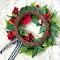 thumbnail image 4 of Wreath for Front Door Winter Wreath Christmas Wreath Red Geranium Wreath 18 Inch Handmade Wreath Farmhouse Rustic Decor Wreath, 4 of 5