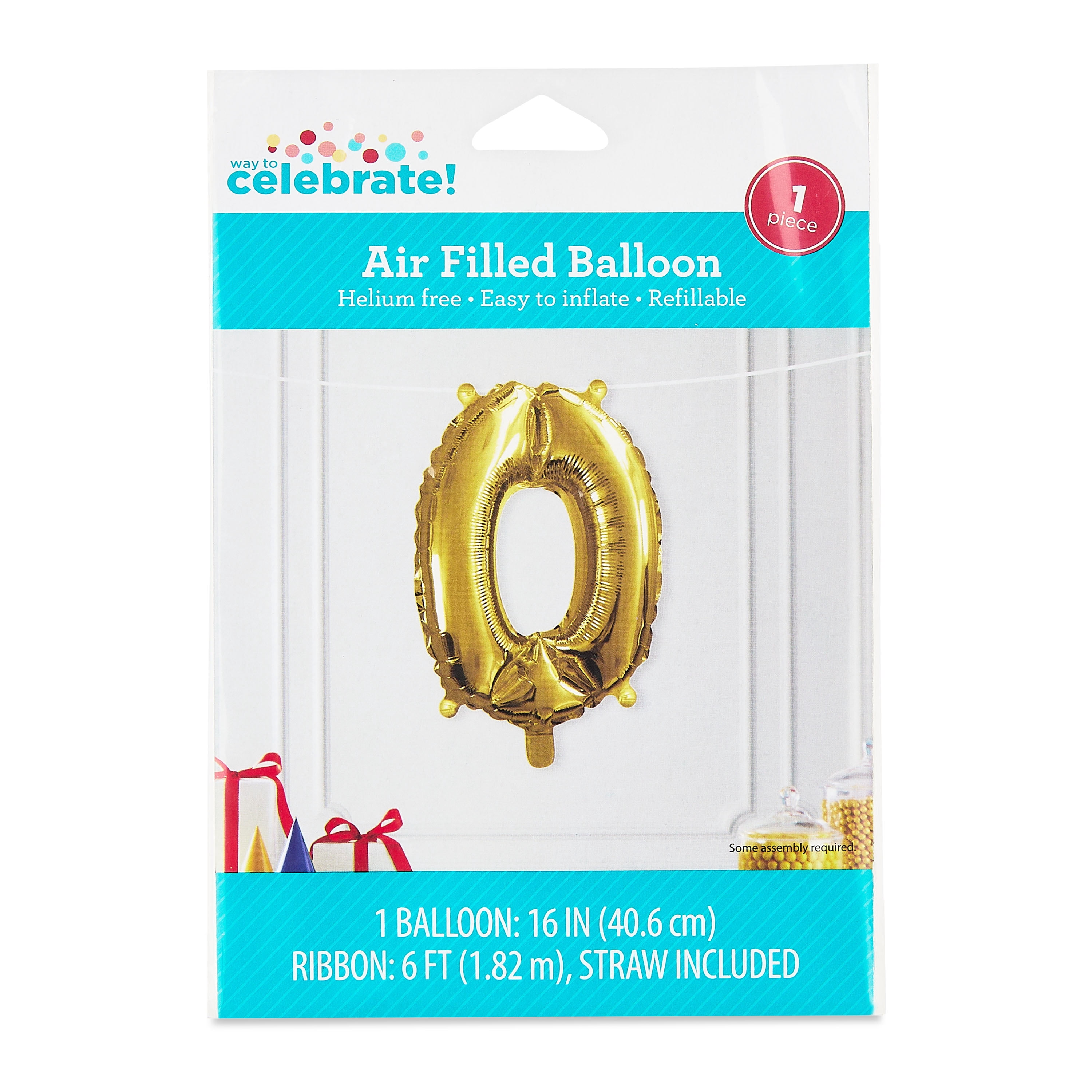 (6 pack) 16 inch Gold Number 0 Foil Balloon by Way To Celebrate