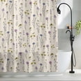 thumbnail image 2 of Watercolor Flower on Faint Yellow Shower Curtain for Bathroom, Seamless Blossom Floral Leaves Waterproof Shower Curtains Washable Quick Dry with Hooks Bathtub Curtains 60x72IN, 2 of 9