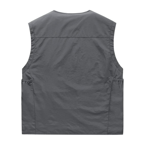 Ofreoo Men Solid Sports Casual Zipper Multi-pocket Quick Drying Sleeveless Outdoor JacketsVest for Men Deal for Days Holiday Decor